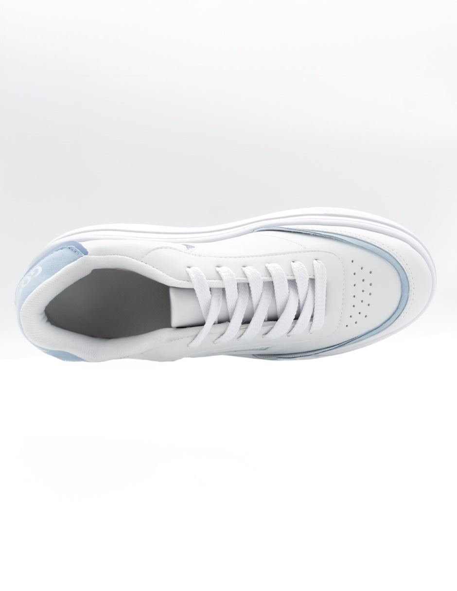 Tenis con Cordones  MQ en Piel Vegana  - Blanco