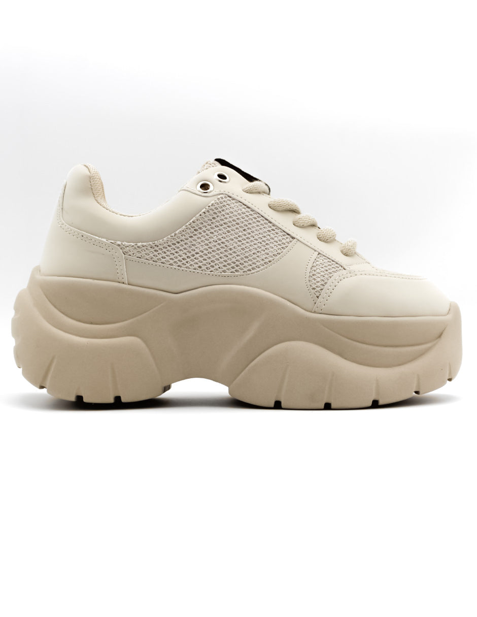 Tenis tipo deportivo   Take en Piel Vegana  - Beige