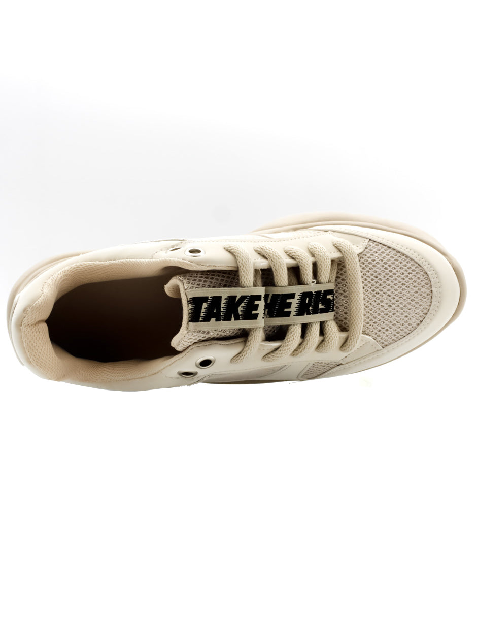 Tenis tipo deportivo   Take en Piel Vegana  - Beige