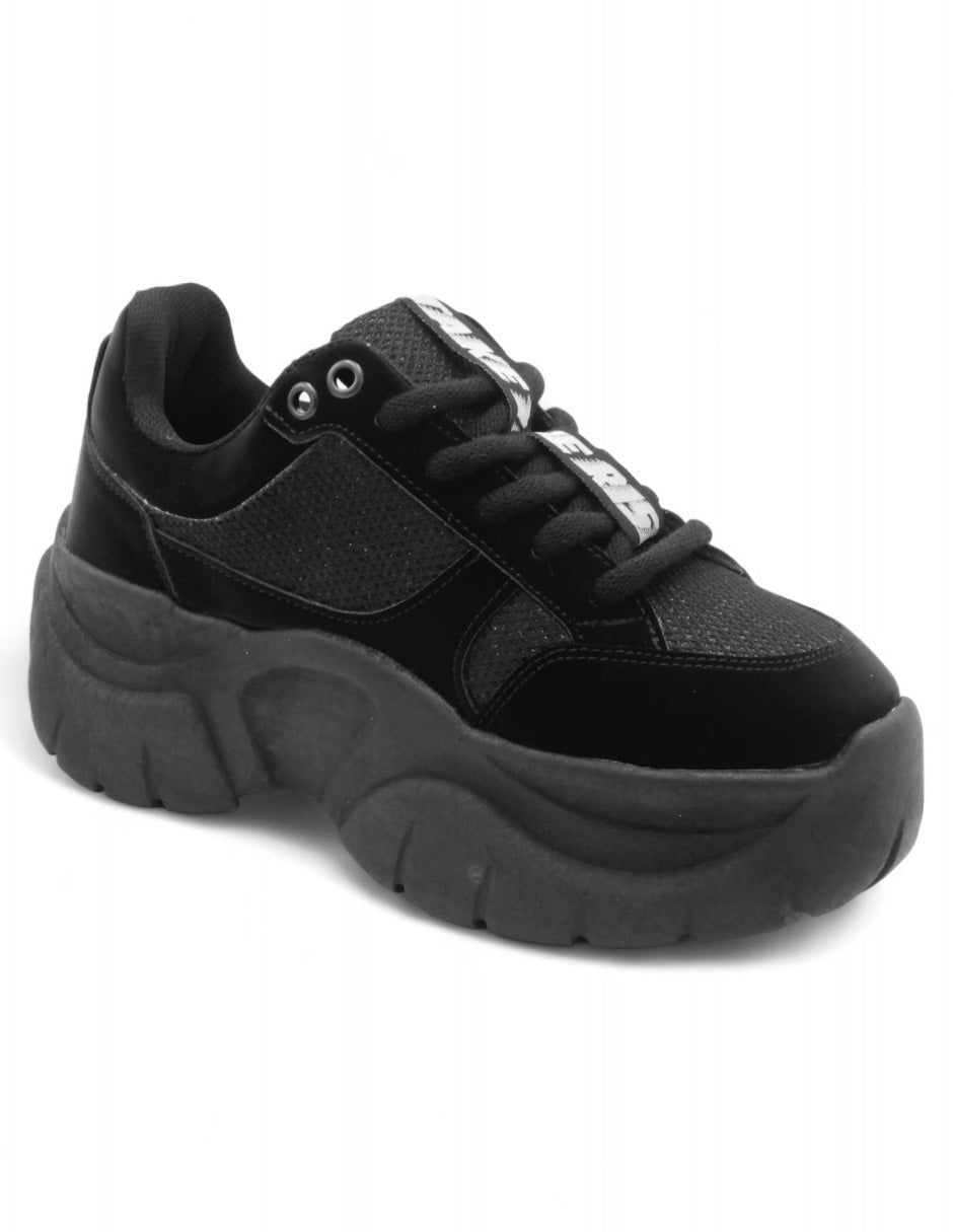 Tenis tipo Deportivo Exterior Piel Vegana  Color Negro Para Mujer De RBCOLLECTION