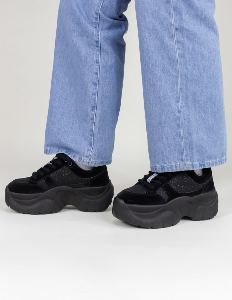 Tenis tipo deportivo   Take en Piel Vegana  - Negro