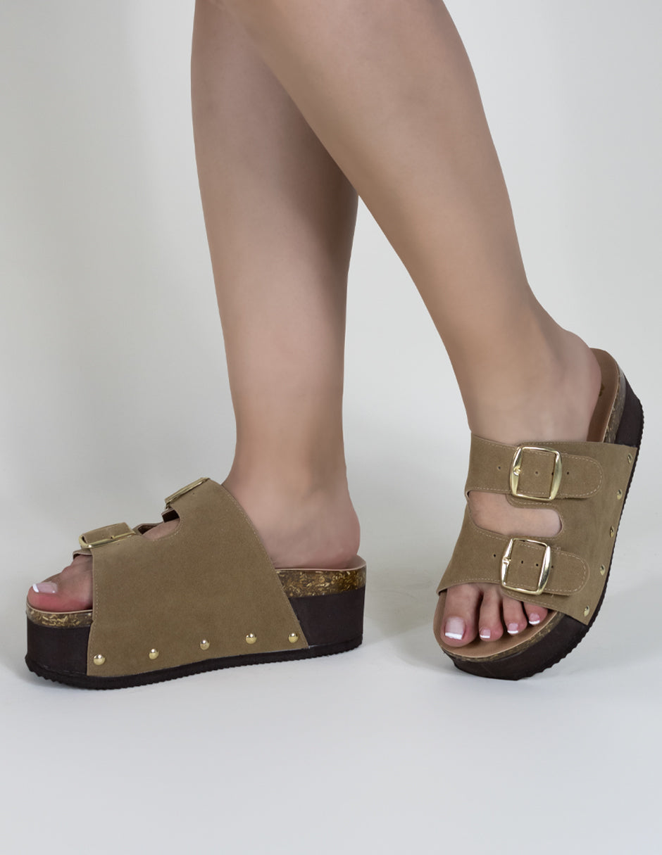 Sandalias con plataforma BIRTE en Gamuza sintética - Café