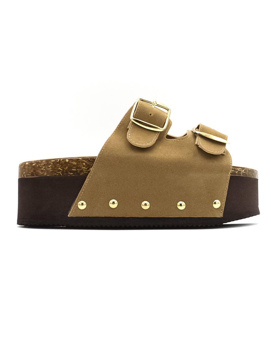 Sandalias con plataforma BIRTE en Gamuza sintética - Café