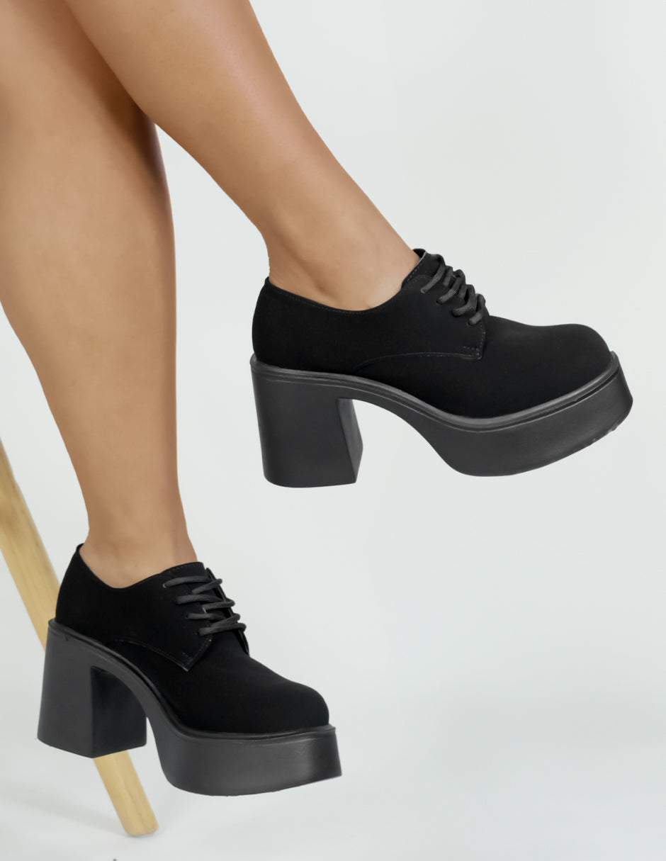 Botín con Tacón Annia en Gamuza sintética - Negro