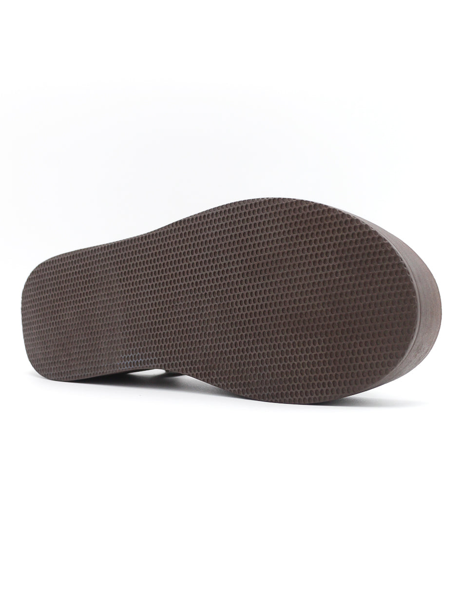 Sandalias con plataforma  en Piel vegana – Café