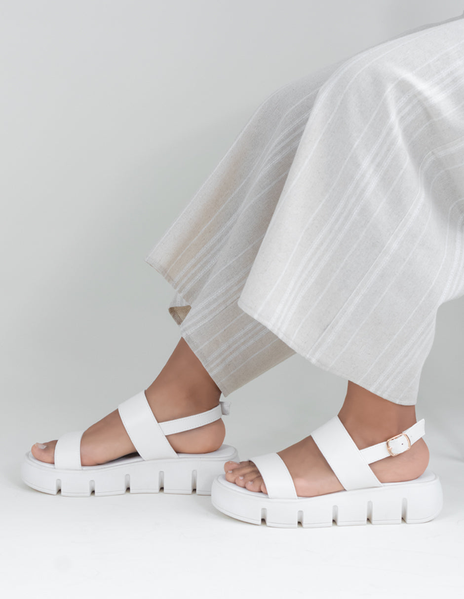 Sandalias con plataforma  en Piel vegana – Blanco