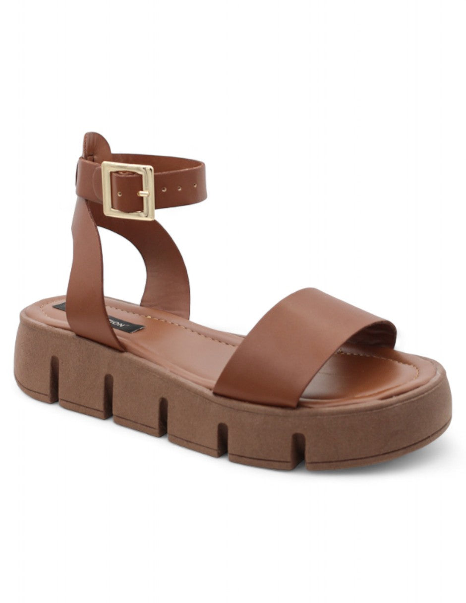 Sandalias con plataforma Exterior Piel vegana Color Café Para Mujer De RBCOLLECTION