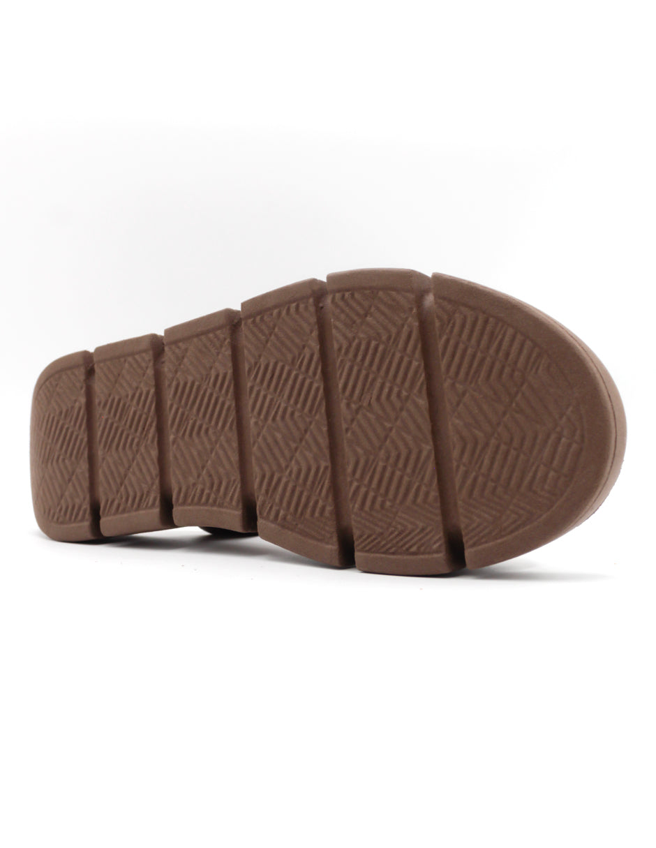 Sandalias con plataforma  en Piel vegana – Café