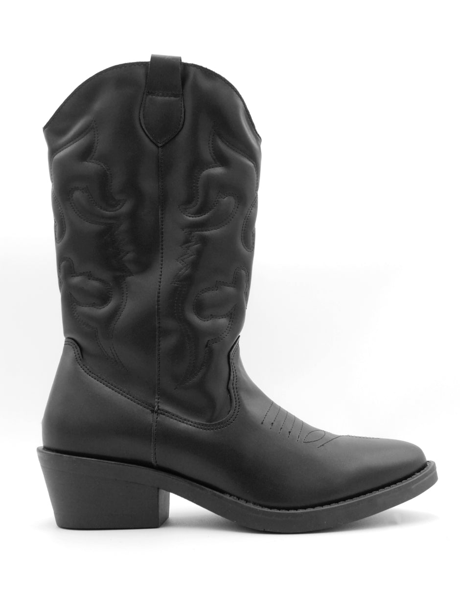 Botas tipo western West en Piel vegana – Negro