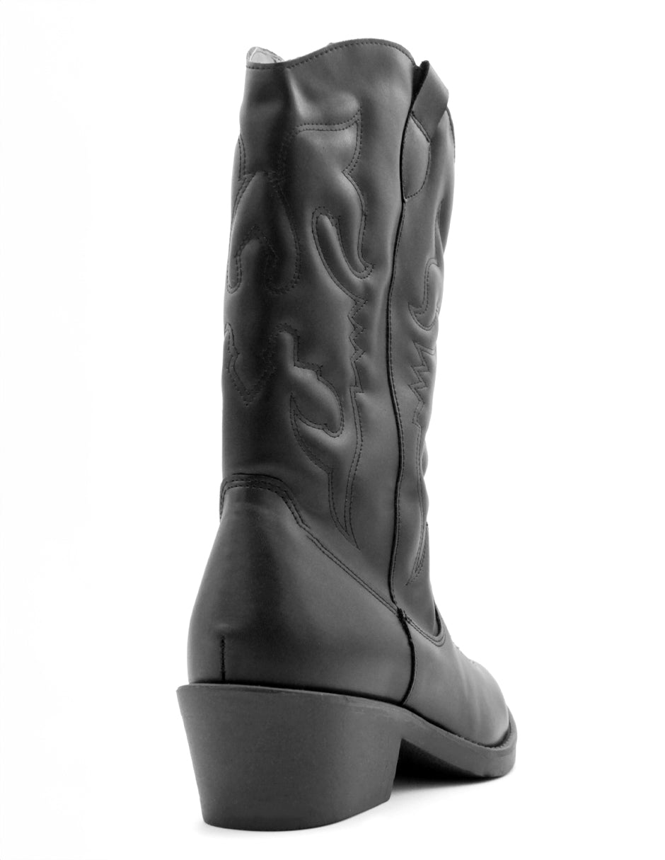 Botas tipo western West en Piel vegana – Negro
