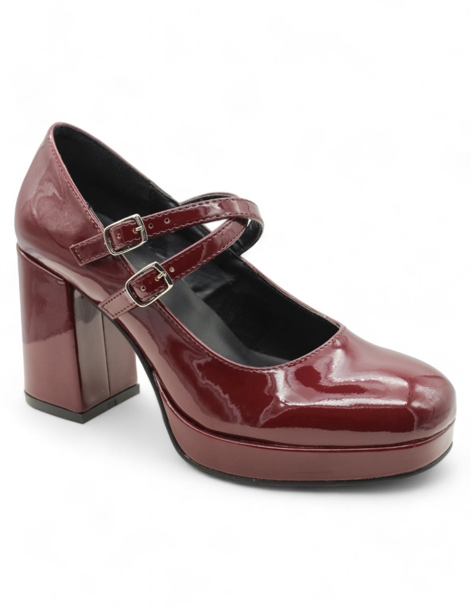 Zapatillas Exterior Charol Color Vino Para Mujer De RBCOLLECTION