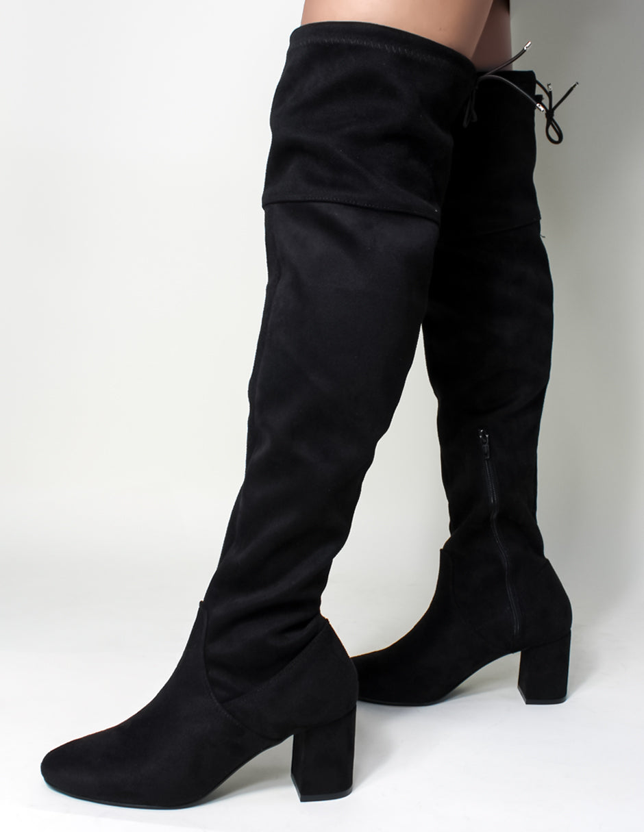 Botas Altas Nevada en Gamuza – Negro