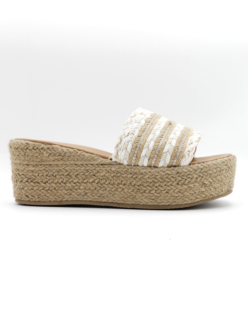 Sandalias con plataforma  en Textil – Blanco