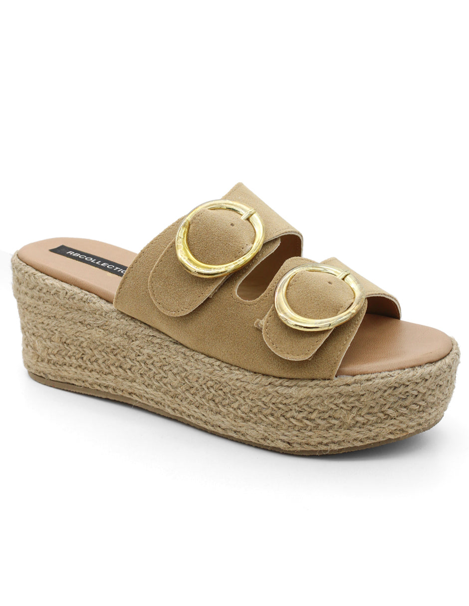 Sandalias con plataforma Exterior Gamuza Color Café Para Mujer De RBCOLLECTION