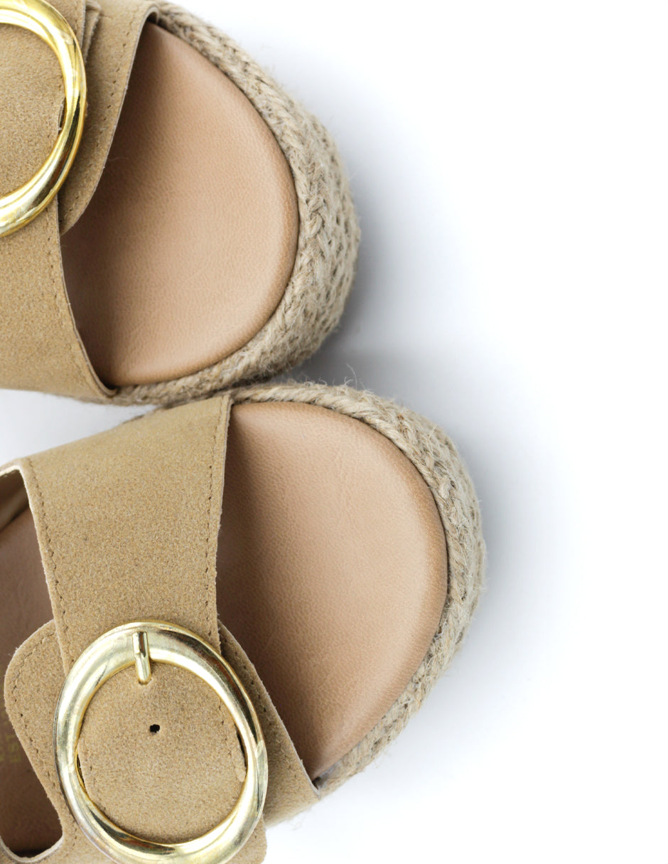 Sandalias con plataforma  en Gamuza – Café