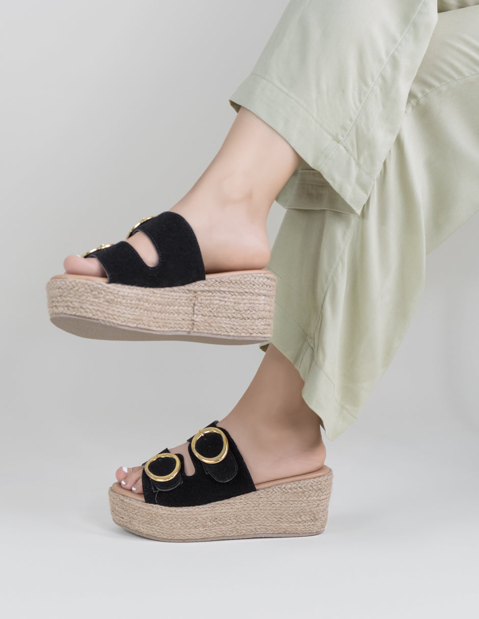 Sandalias con plataforma  en Gamuza – Negro