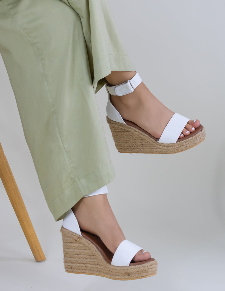Sandalias con plataforma  en Piel vegana – Blanco