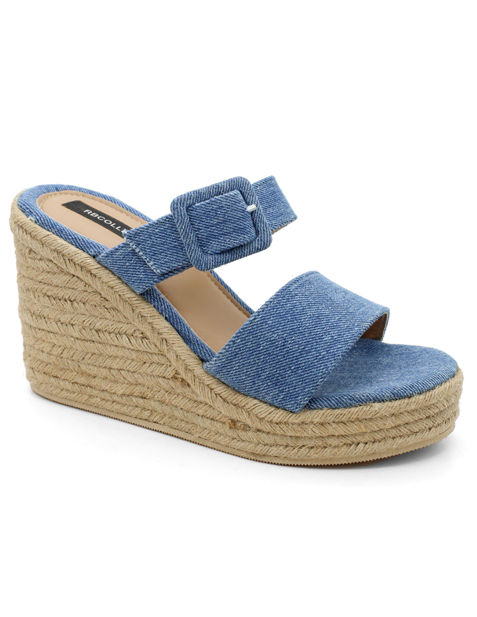 Sandalias con plataforma Exterior Textil Color Azul Para Mujer De RBCOLLECTION