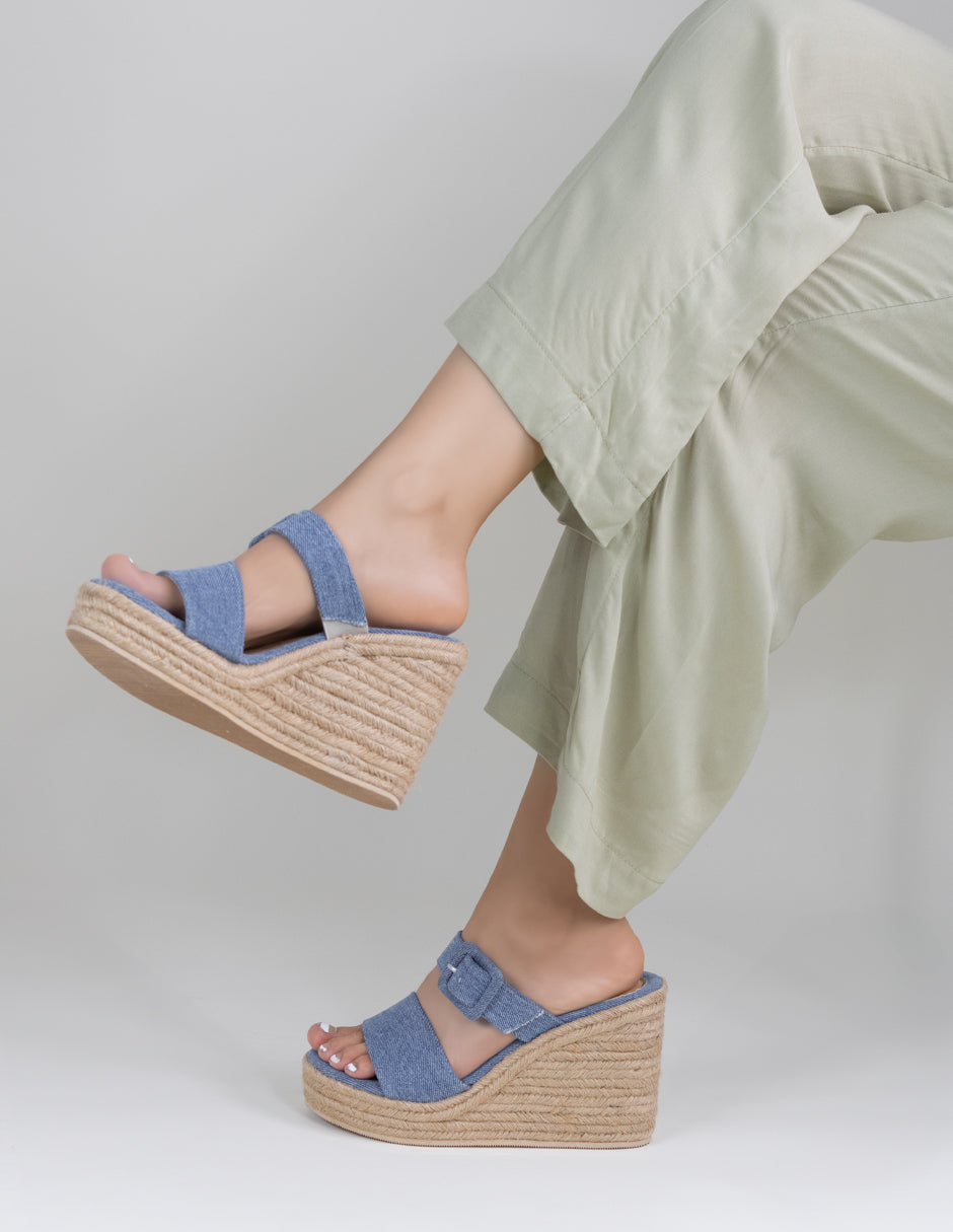 Sandalias con plataforma  en Textil – Azul