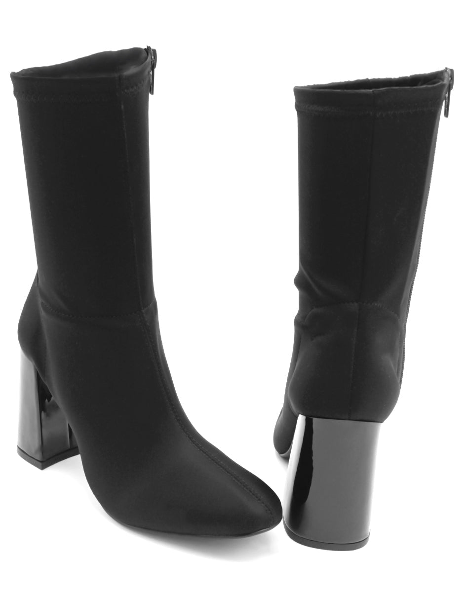 Botín con tacón Nevada en Textil – Negro