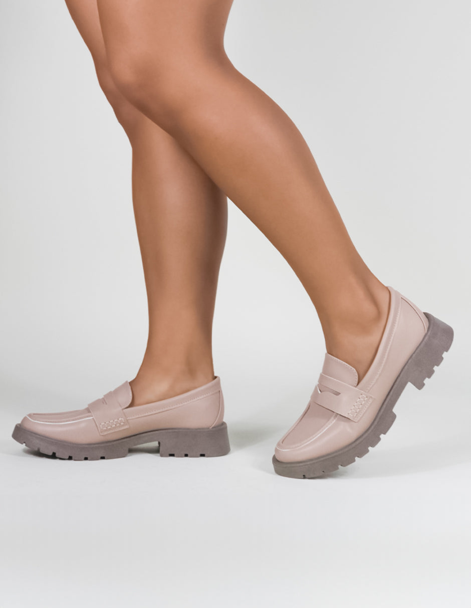 Mocasines en Piel vegana - Beige