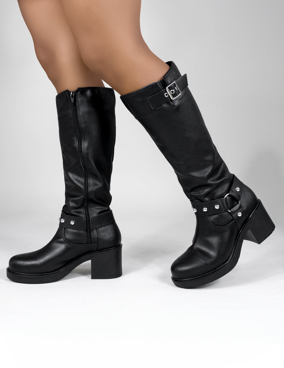 Botas Altas Bike en Piel vegana – Negro