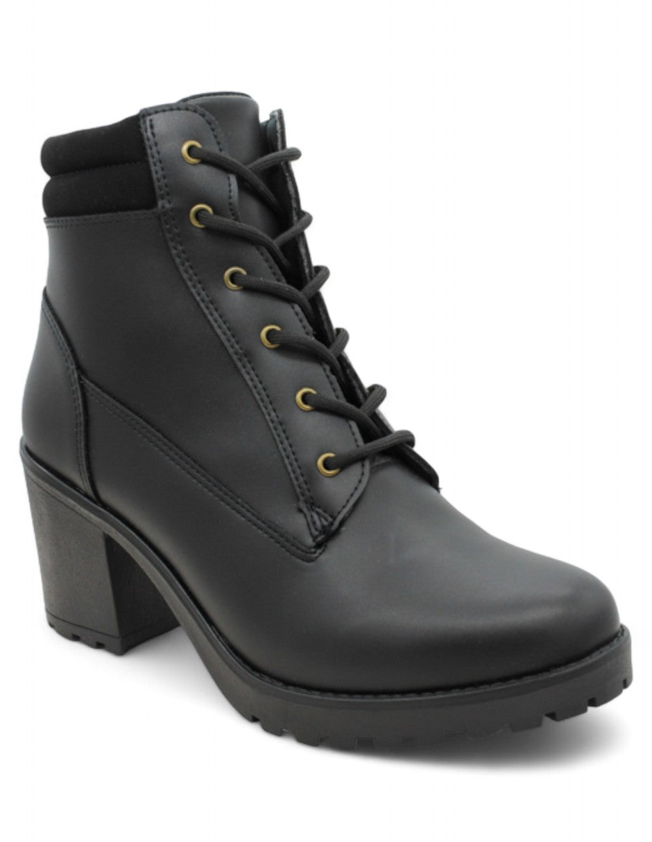Botín con tacón Exterior Piel vegana Color Negro Para Mujer De RBCOLLECTION
