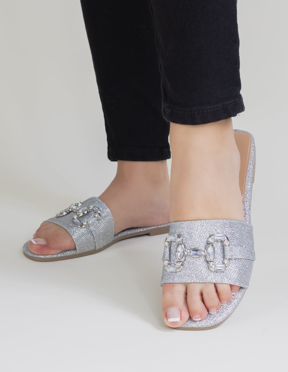 Sandalias de piso  en Textil - Plata