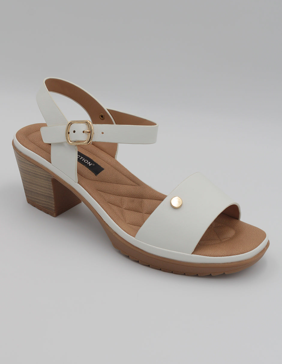 Sandalia con tacón Exterior Piel vegana Color Blanco Para Mujer De RBCOLLECTION