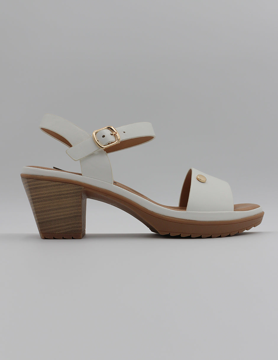 Sandalia con tacón Sprint en Piel vegana – Blanco