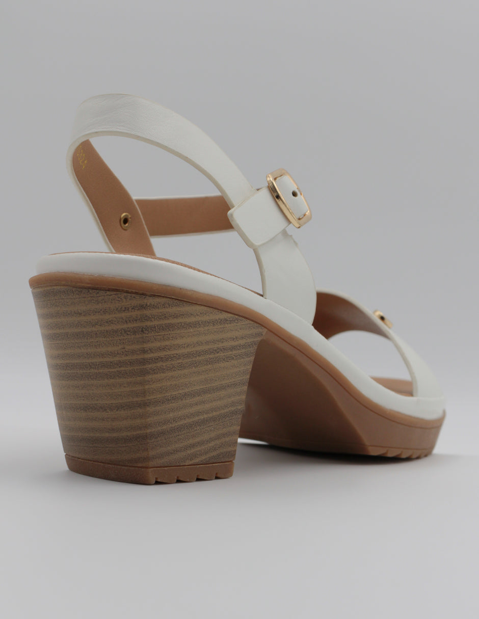 Sandalia con tacón Sprint en Piel vegana – Blanco