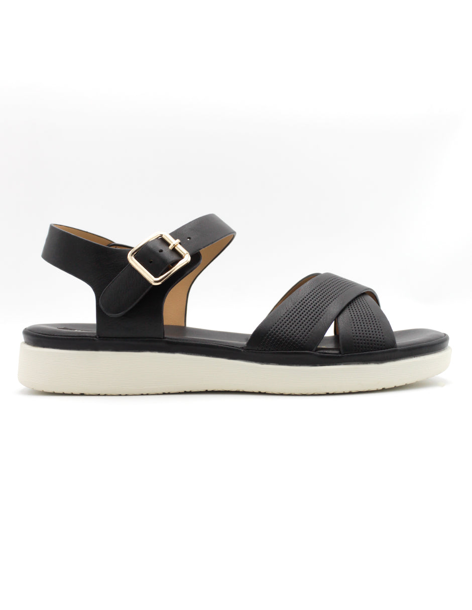 Sandalias de piso Hand made en Piel vegana – Negro
