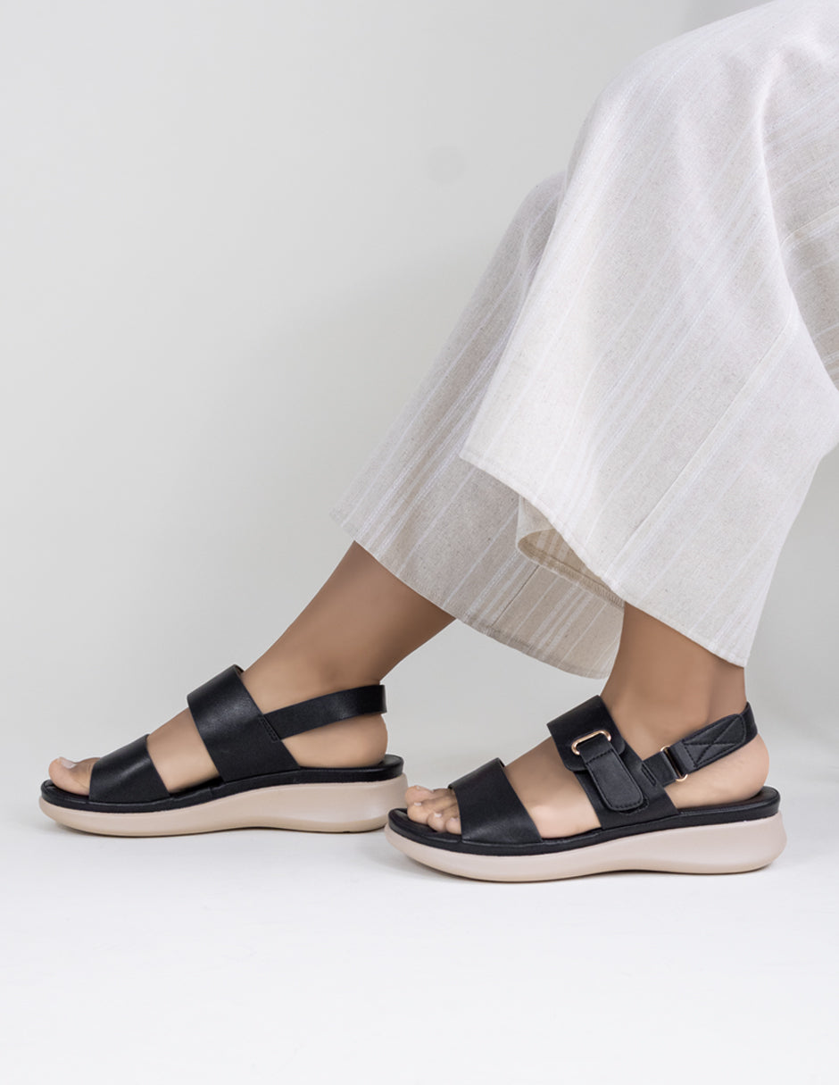 Sandalias de piso  en Piel vegana – Negro