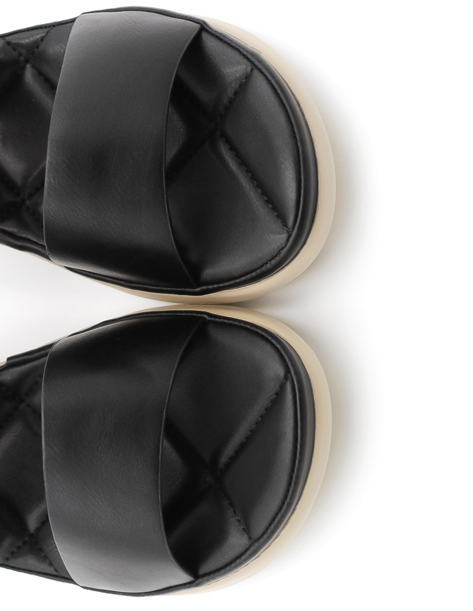 Sandalias de piso  en Piel vegana – Negro