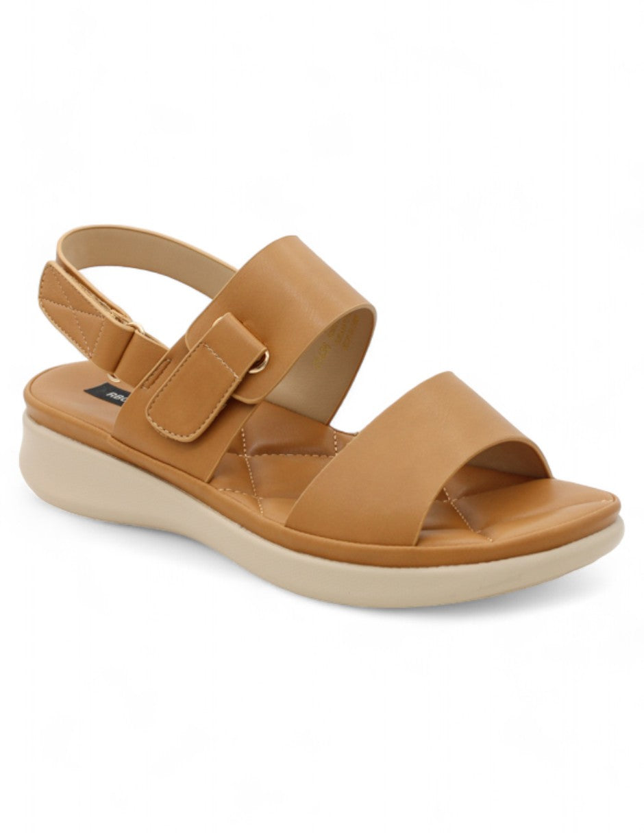 Sandalias de piso Exterior Piel vegana Color Café Para Mujer De RBCOLLECTION