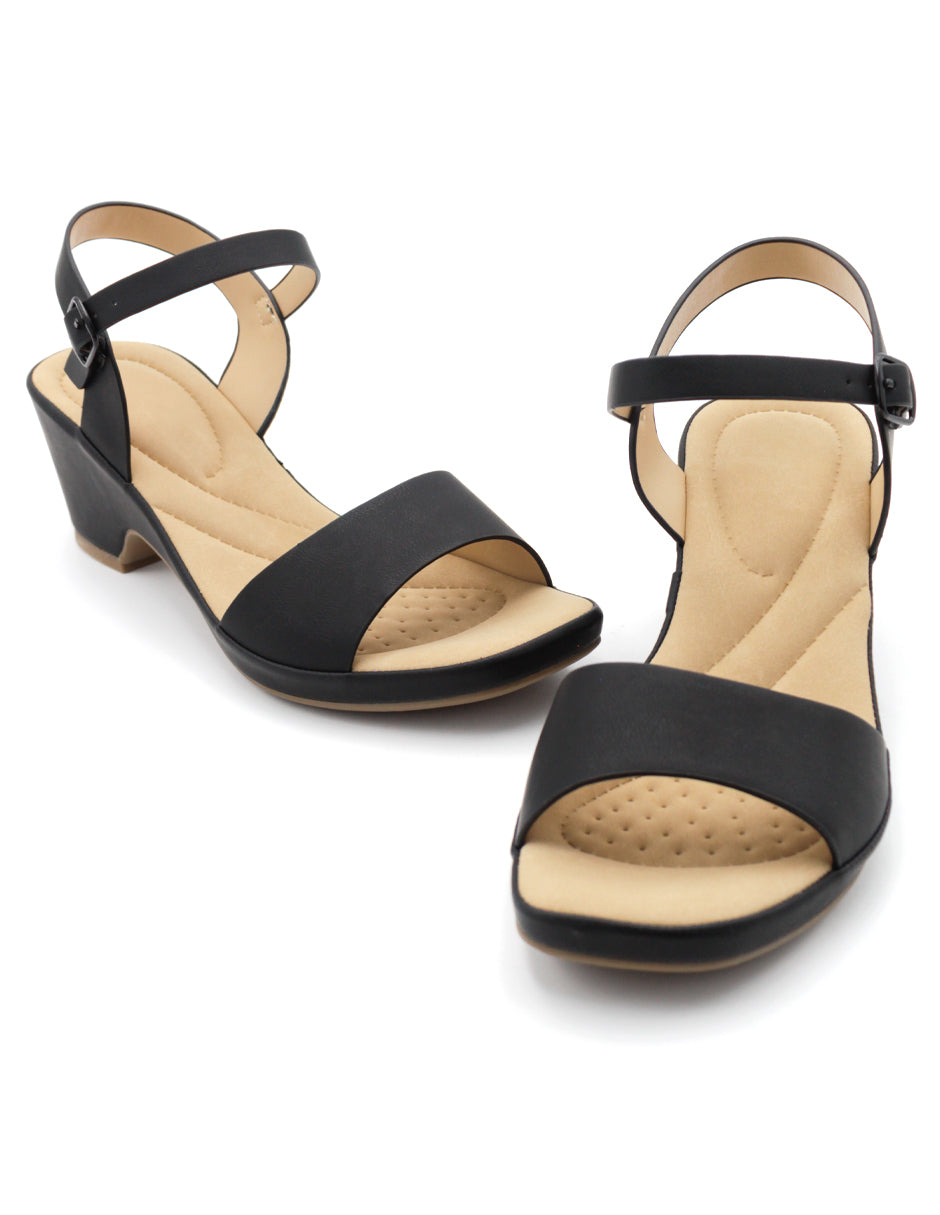 Sandalia con tacón en Piel vegana - Negro
