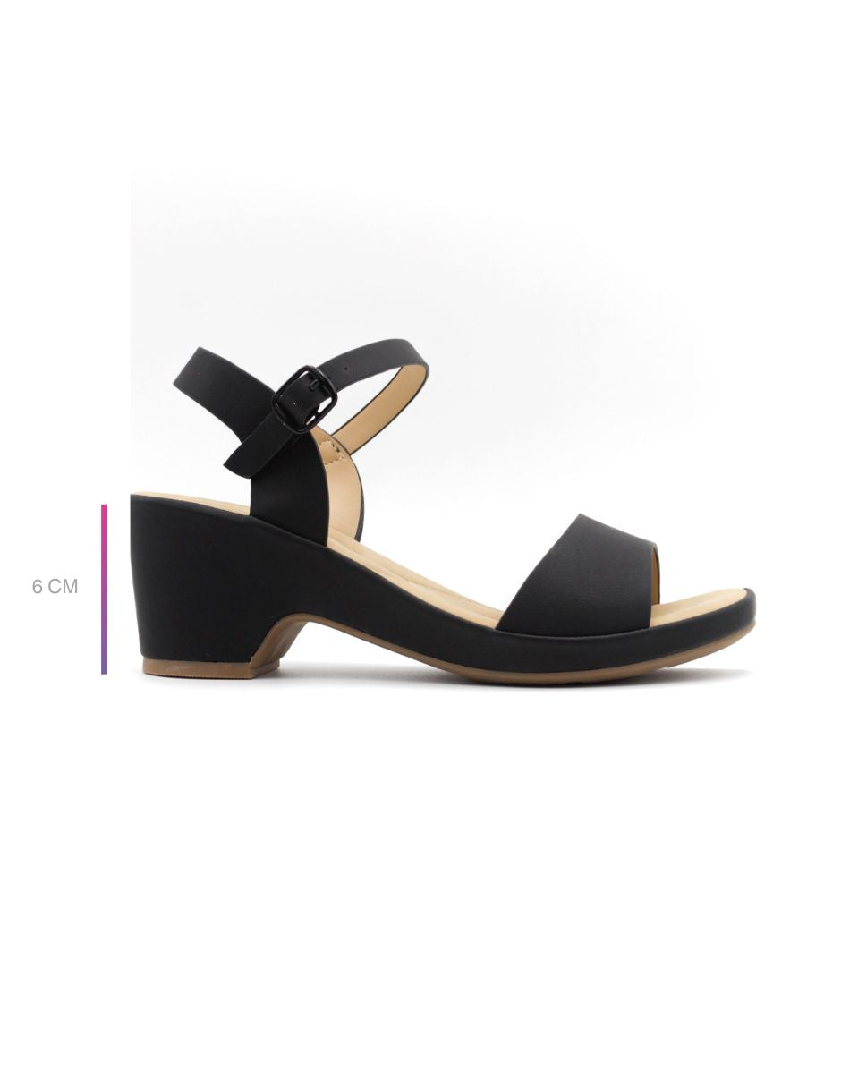 Sandalia con tacón en Piel vegana - Negro