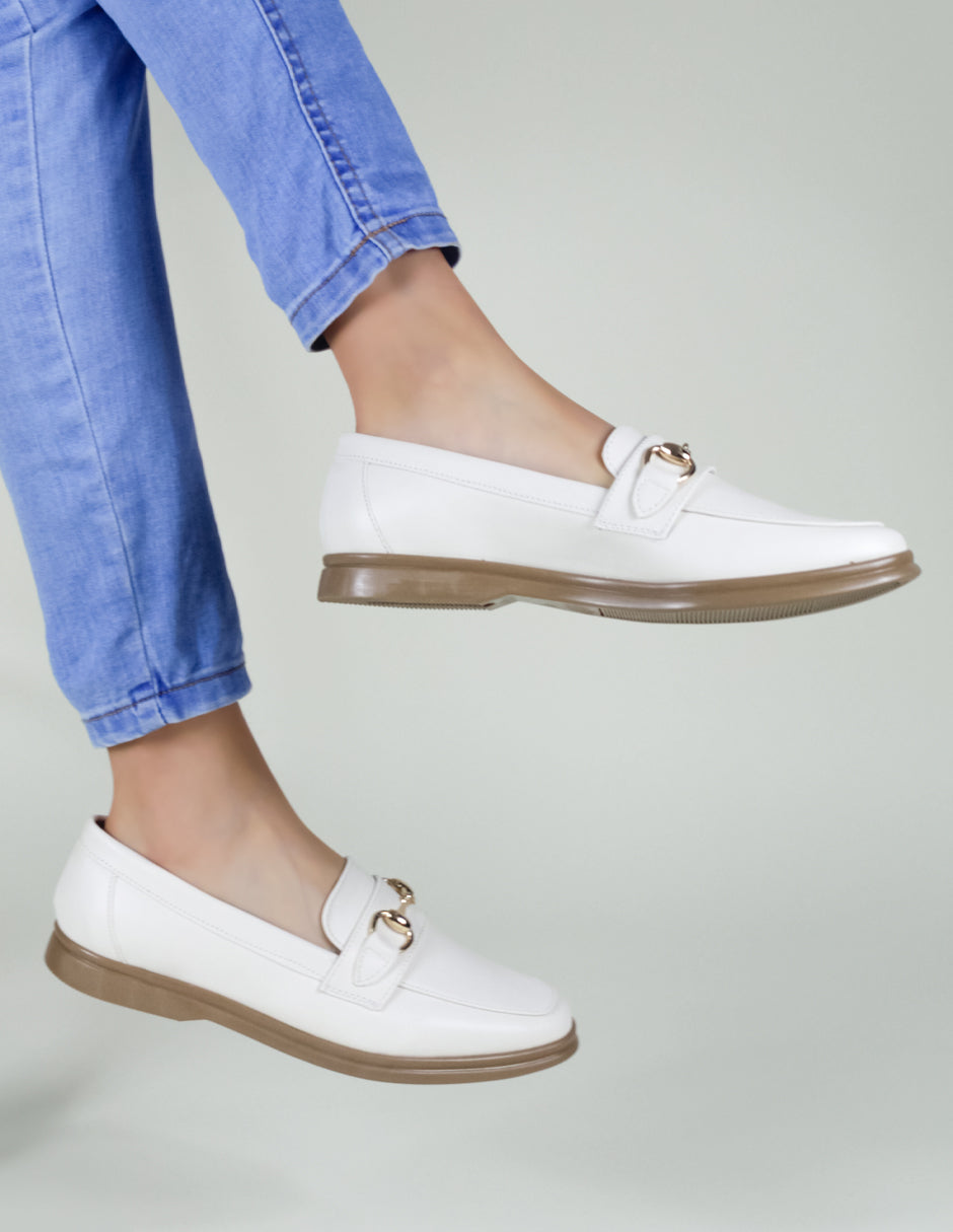 Mocasines en Piel vegana - Blanco