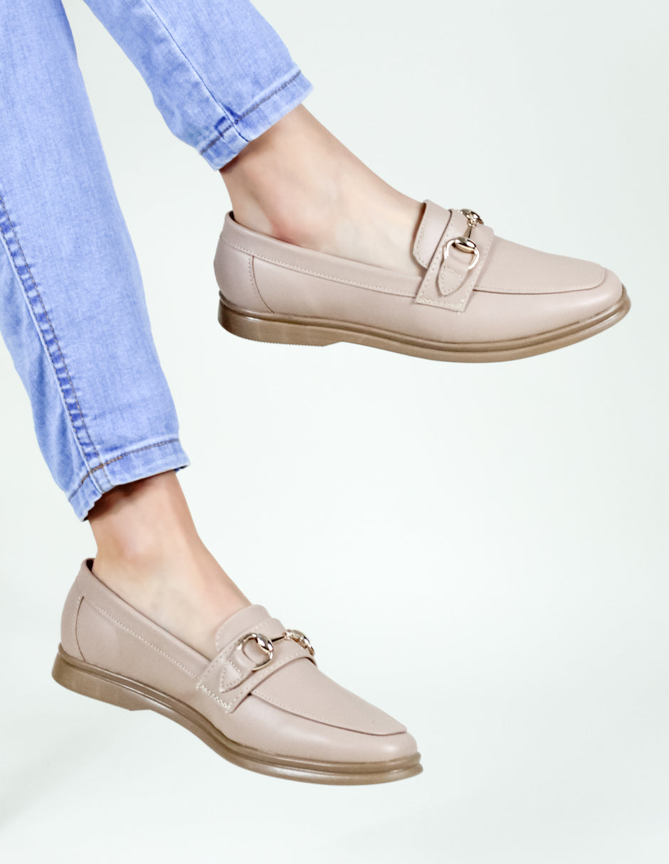 Mocasines en Piel vegana - Beige