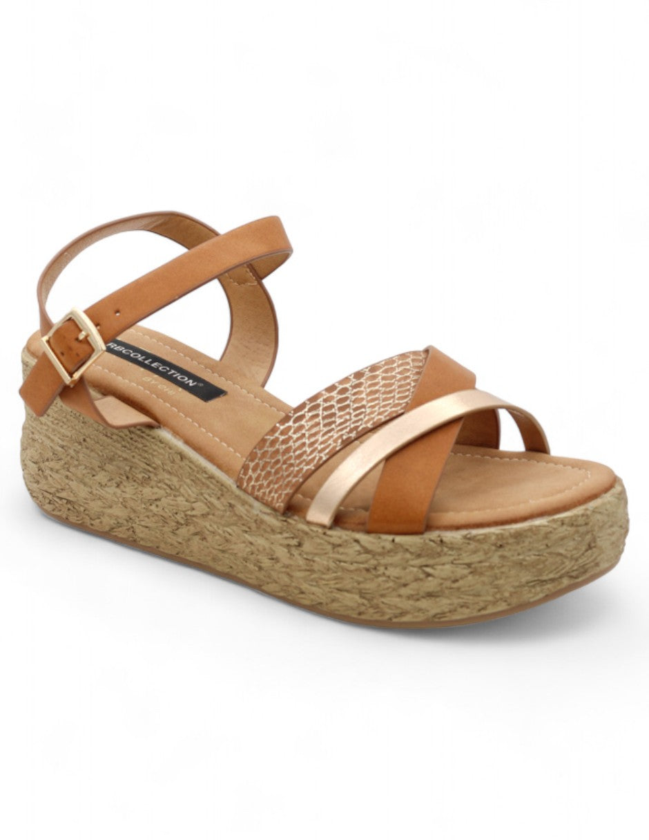 Sandalias con plataforma Exterior Piel vegana Color Café Para Mujer De RBCOLLECTION