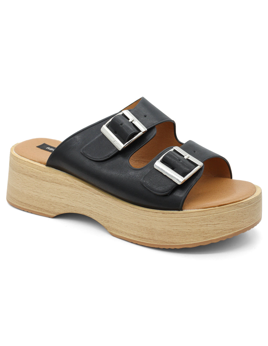 Sandalias con plataforma Exterior Piel vegana Color Negro Para Mujer De RBCOLLECTION