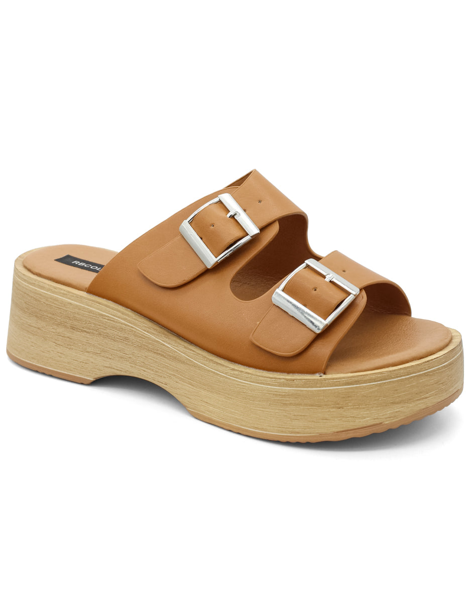 Sandalias con plataforma Exterior Piel vegana Color Café Para Mujer De RBCOLLECTION