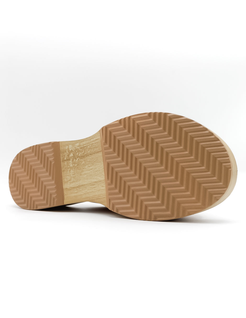 Sandalias con plataforma  en Piel vegana – Café