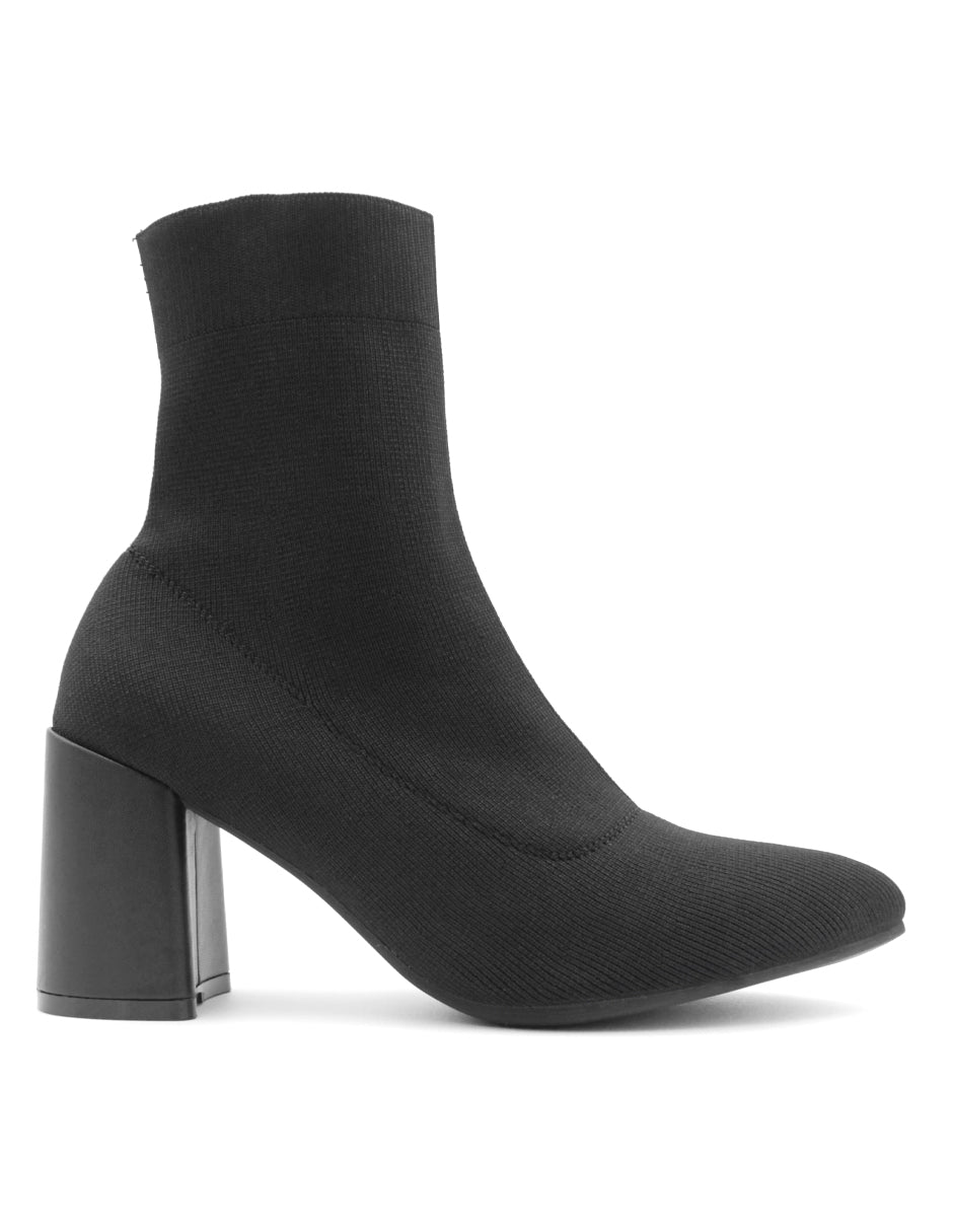 Botín con tacón Nevada en Textil – Negro