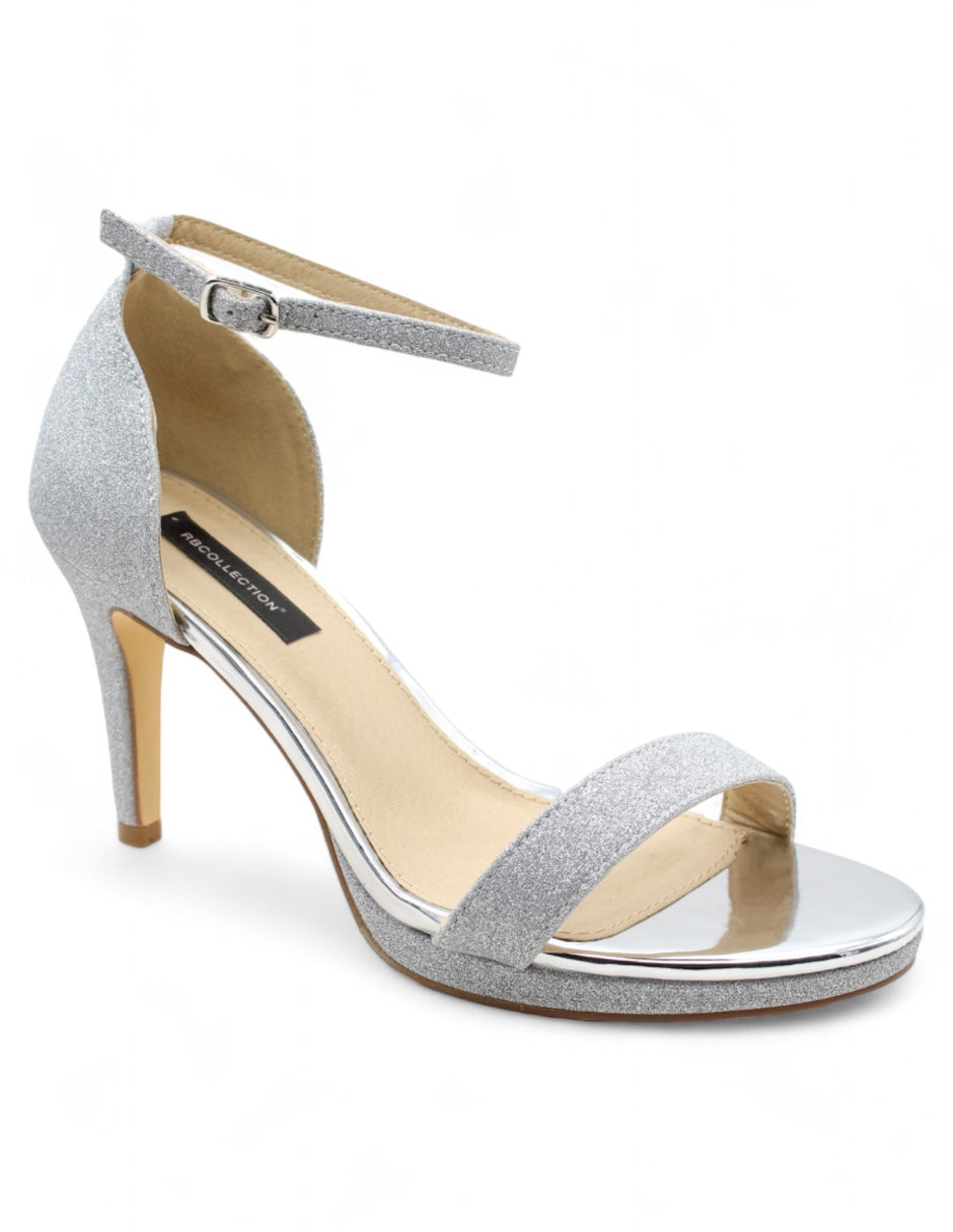 Sandalia con tacón Exterior Piel vegana Color Plata Para Mujer De RBCOLLECTION