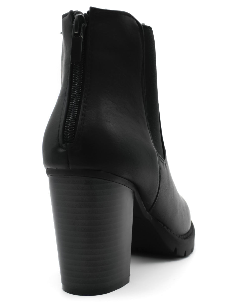 Botín con Tacón  en Piel Vegana - Negro