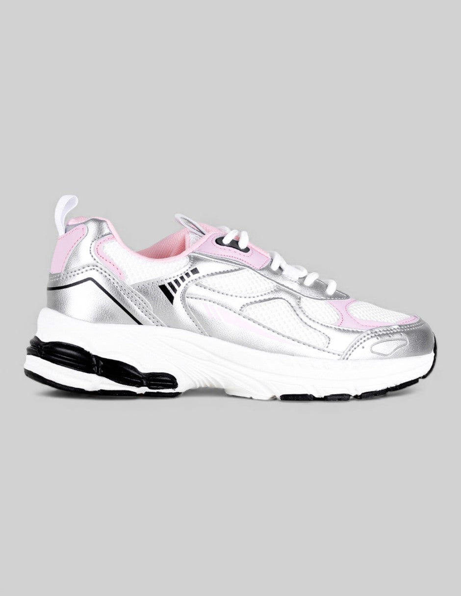 Tenis tipo Deportivo  XOXO en Piel Vegana  - Plata