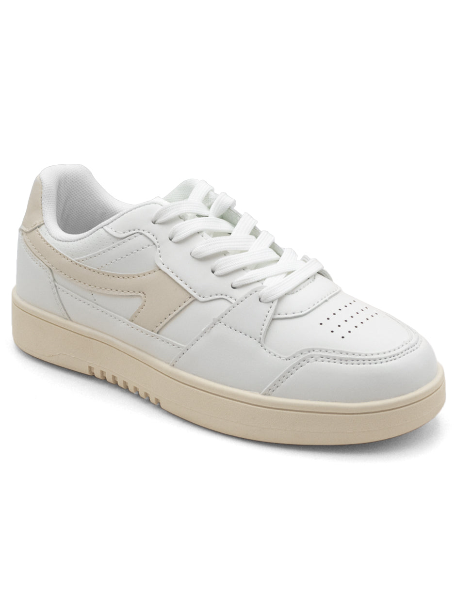 Tenis con cordones Exterior Piel Vegana  Color Blanco Para Mujer De RBCOLLECTION