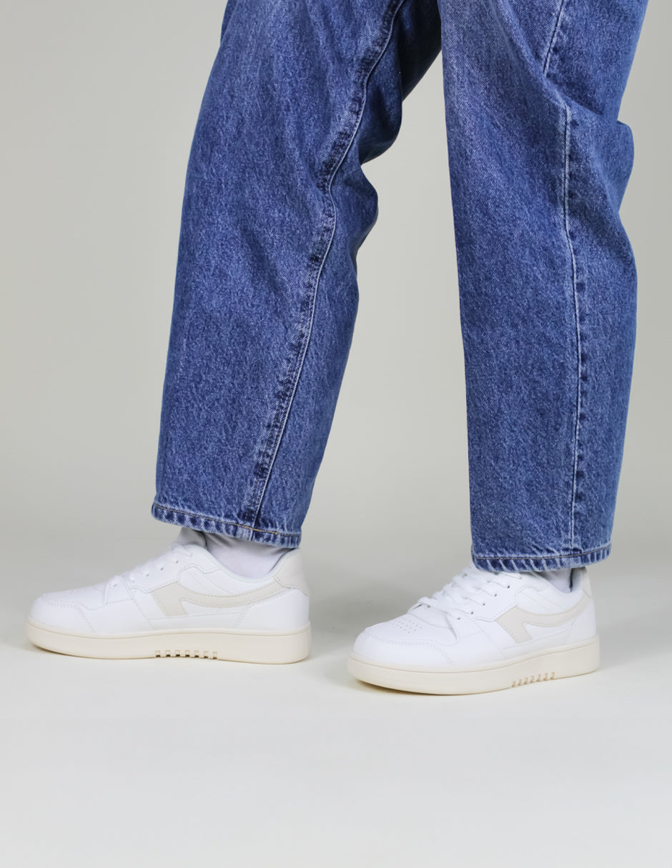 Tenis con cordones  OX en Piel Vegana  - Blanco