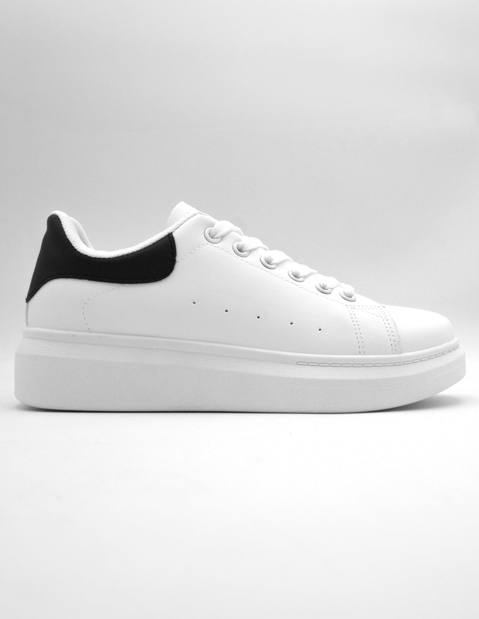 Tenis con Cordones  Alexa en Piel Vegana  - Blanco